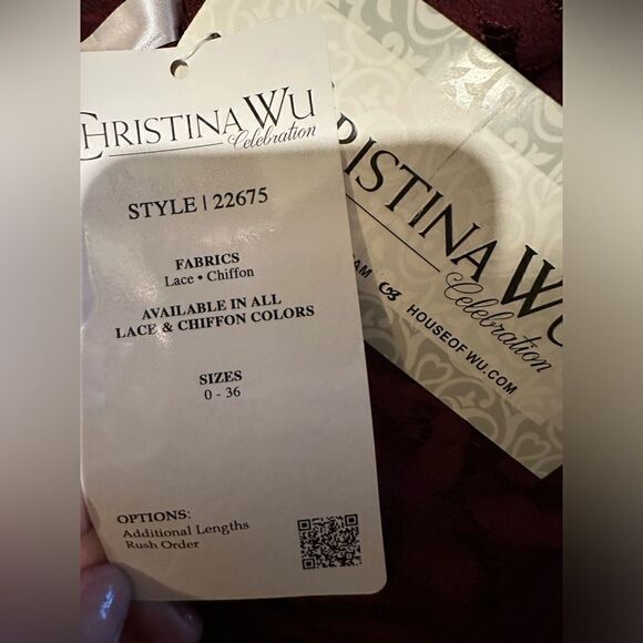 Christina Wu Lace Chiffon Bridesmaid Dress 22675 Mahogany Size 26 NWT - Picture 5 of 8